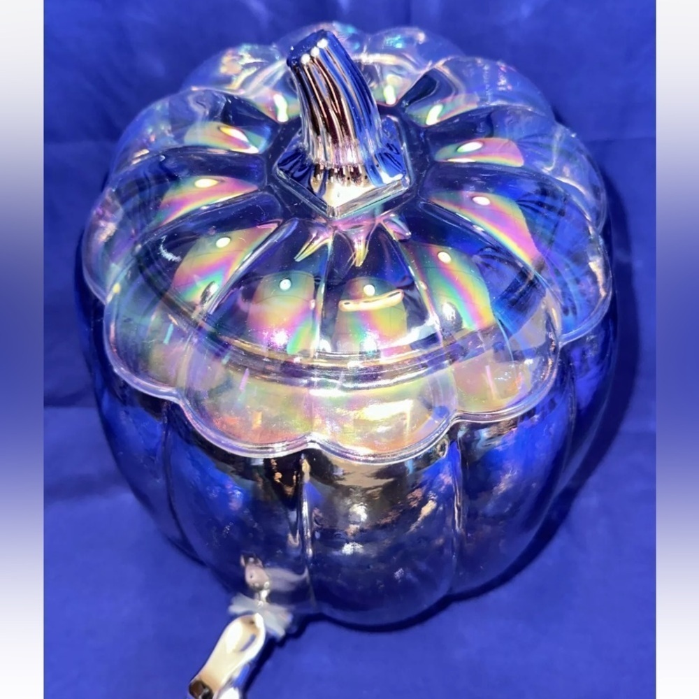 Iridescent Glass pumpkin shaped drink beverage dispenser (2.2 gallon)with spout